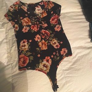 Black floral bodysuit